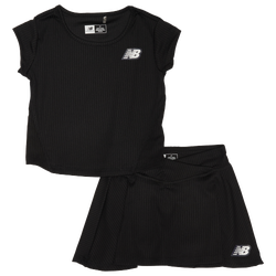Girls' Toddler - New Balance Rib Top & Skort Set - Black/Black
