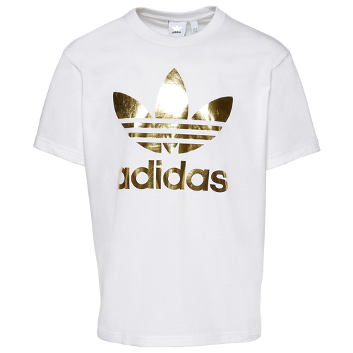 

adidas Originals Mens adidas Originals Metallic Trefoil T-Shirt - Mens White/Gold Size L