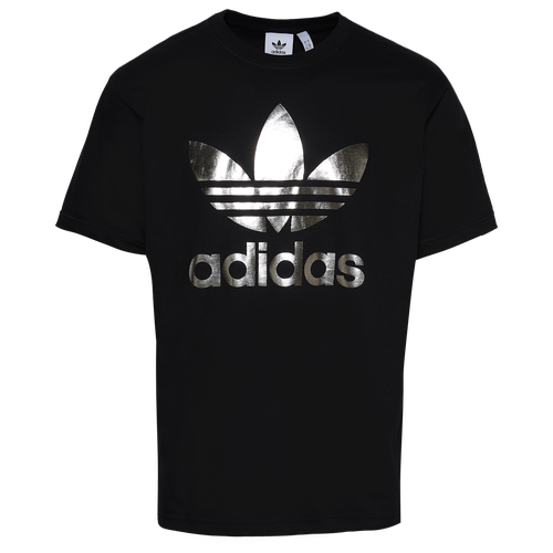 Adidas Originals Mens Metallic Trefoil T-shirt In Black/silver |