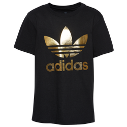 Boys' Grade School - adidas Metallic Trefoil T-Shirt - Black/Gold