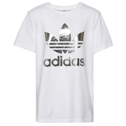 Boys' Grade School - adidas Metallic Trefoil T-Shirt - White/Silver
