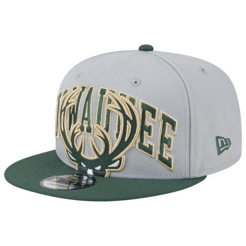 

New Era Mens Milwaukee Bucks New Era Bucks Tip-Off Snapback - Mens Gray/Green Size One Size