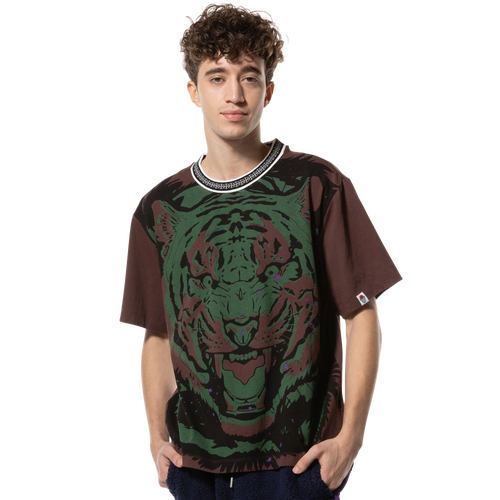 All City By Just Don Mens  Tiger Face T-shirt In Bitter Coco/bitter Coco