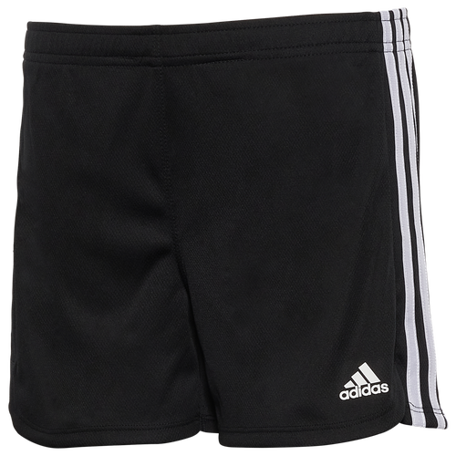 

adidas Girls adidas 3 Stripe Mesh Shorts - Girls' Grade School White/Black Size M