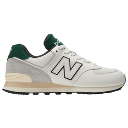 Men's - New Balance 574 Leather  - White/Beige/Green