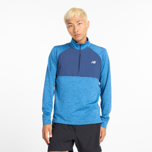 

New Balance Mens New Balance Athletics Heat Grid 1/2 Zip - Mens Blue/White Size M