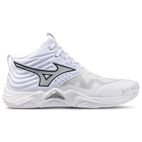 Mizuno Mens Wave Momentum Elite Mid - Volleyball Shoes - White / Metallic Grey