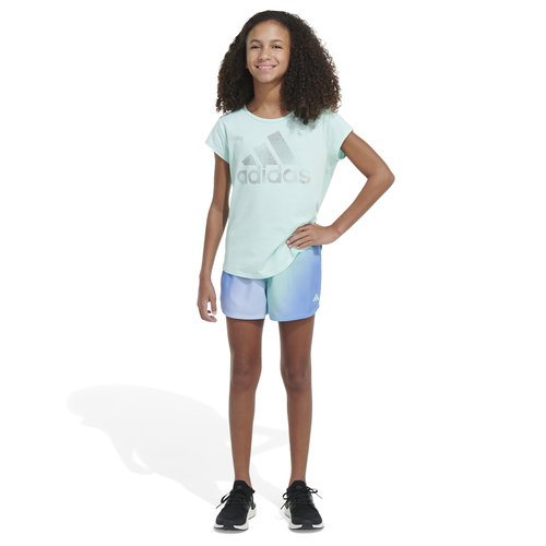 

Girls adidas adidas Woven Shorts - Girls' Grade School Green/Blue Size L
