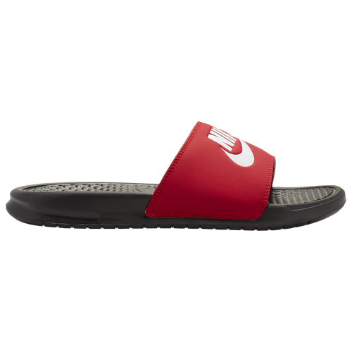 Nike Men's Benassi Jdi Slide Sandals From Finish Line In Black/university Red/white