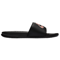 Women's - Nike Benassi JDI Slides - Black/Rose Gold