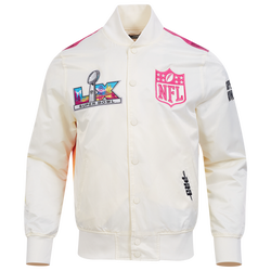 Men's - Pro Standard NFL Super Bowl 60 Sublimated Satin Jacket - Eggshell/Multi