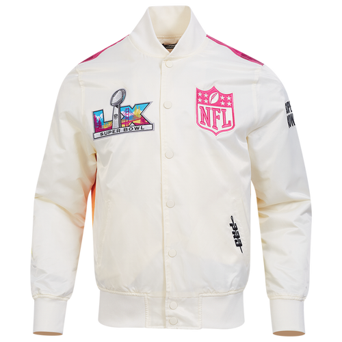  - Pro Standard NFL Super Bowl 60 Sublimated Satin Jacket - Eggshell/Multi