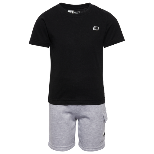 

Boys Preschool New Balance New Balance T-Shirt/Fleece Cargo Short Set - Boys' Preschool Black/Grey Size 4