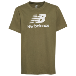 Boys' Grade School - New Balance Core Logo T-Shirt - Dark Olivine/White