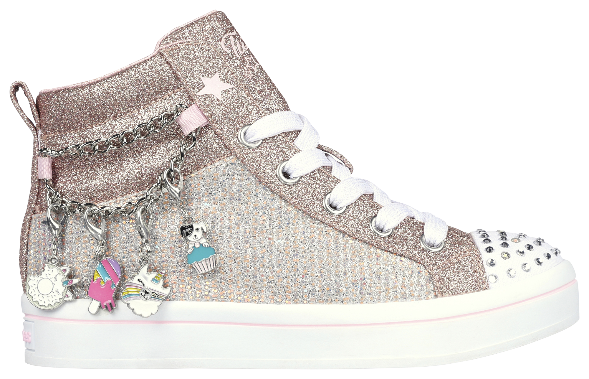 Skechers Twinkle Toes High tops,Black Silver Sequins Lace Up