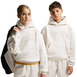 Girls' Grade School - Nike Caitlin Clark TF SI Brush Fleece PO Hoodie  - Pale Ivory/Gray Heather/Pale Ivory