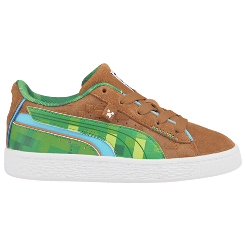 

Boys Preschool PUMA PUMA Suede Minecraft - Boys' Preschool Basketball Shoe Brown/Green Size 11.0