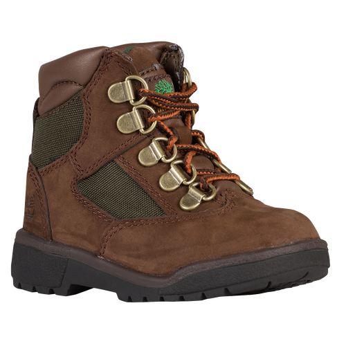 

Boys Timberland Timberland 6" Field Boots - Boys' Toddler Shoe Brown/Dark Olive Size 12.0
