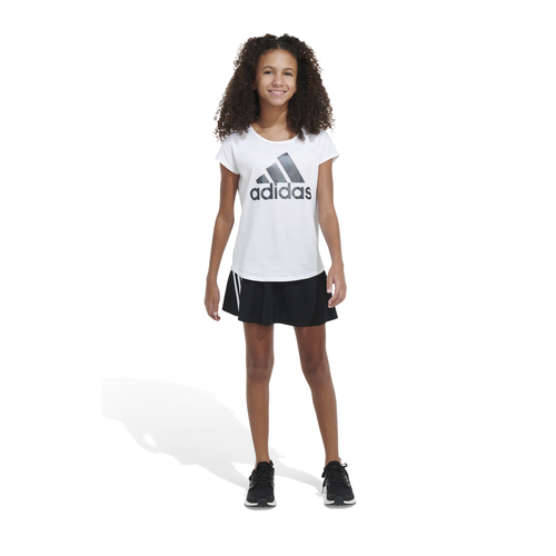 

adidas Girls adidas 3 Stripe Classic Skort - Girls' Grade School Black/White Size L