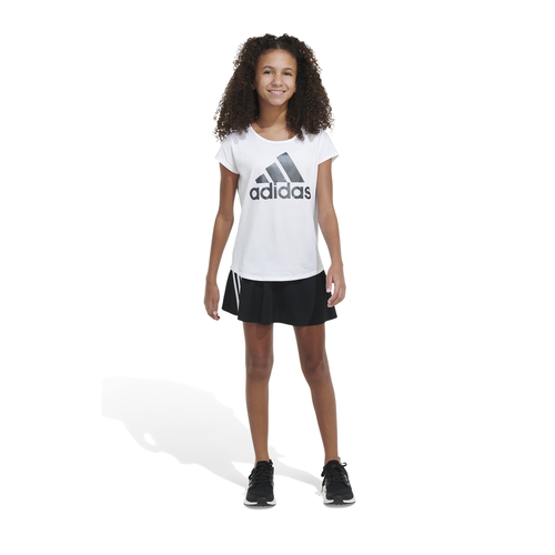 

adidas Girls adidas 3 Stripe Classic Skort - Girls' Grade School Black/White Size M