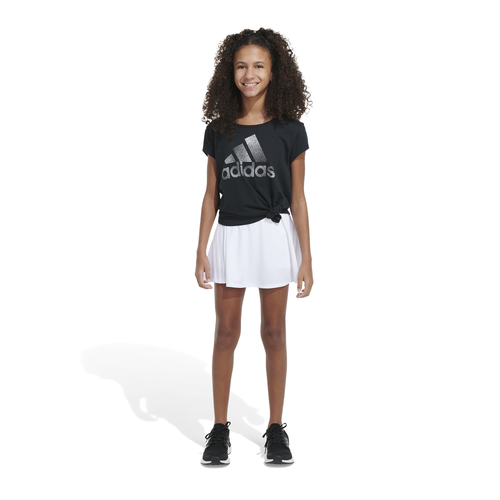 

adidas Girls adidas 3 Stripe Classic Skort - Girls' Grade School White/Black Size L