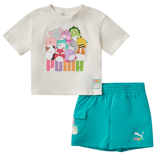 

PUMA Girls PUMA x Squishmallows 2PC T-Shirt/Short Set - Girls' Toddler White/Teal Size 4T