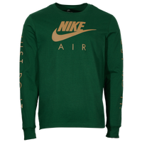 Men's - Nike Futura Reflective Long Sleeve T-Shirt - Gorge Green/Gold