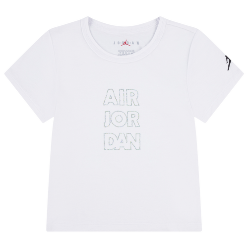 Girls Jordan Air Bling Stack Short Sleeve T-Shirt - Girls' Grade School White Size L
