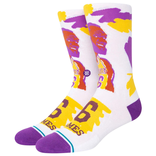 

Stance Mens Lebron James Stance Painted Player Crew Socks - Mens Purple/Yellow/White Size L