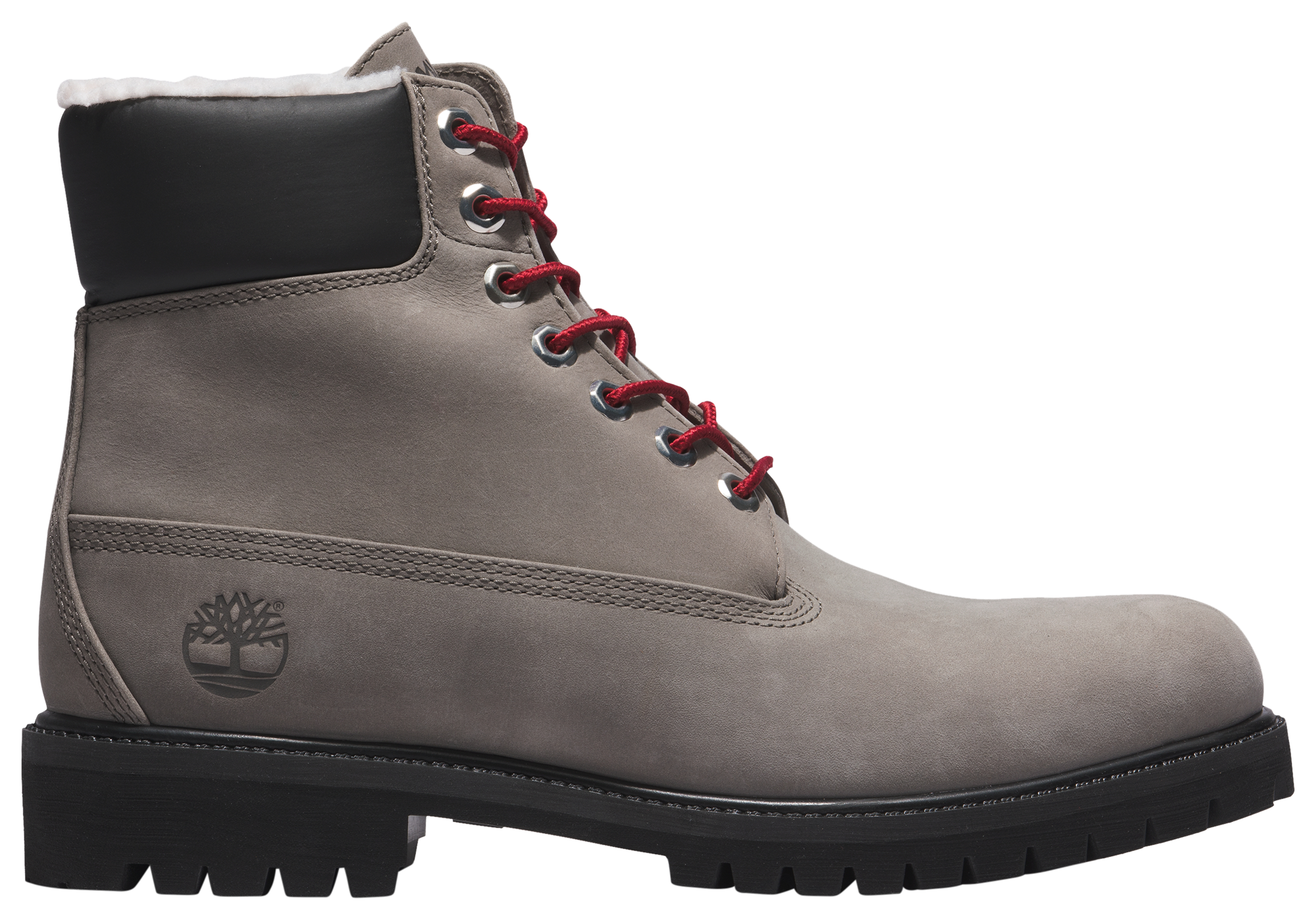 Grey and store red timberlands