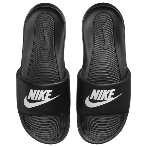 Nike black white slides hotsell