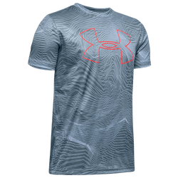 Boys' Grade School - Under Armour Printed Big Logo T-Shirt - Ash Gray/Beta Red