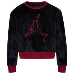 Girls' Grade School - Jordan Air Legacy Velour Crew - Black/Gym Red