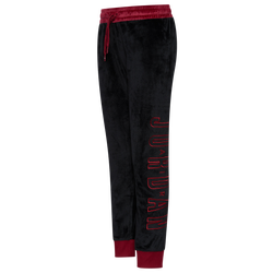 Girls' Grade School - Jordan Air Legacy Velour Pants - Black/Gym Red