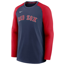 Men's - Nike Red Sox Authentic Pregame Raglan Sweatshirt - Navy/Red