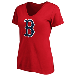 Women's - Fanatics Red Sox Core Official Logo V-Neck T-Shirt - Red/Red