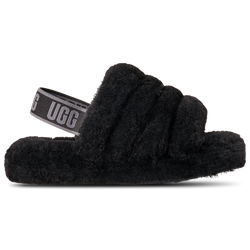 Girls' Grade School - UGG Fluff Yeah Slides - Black/Dark Shadow