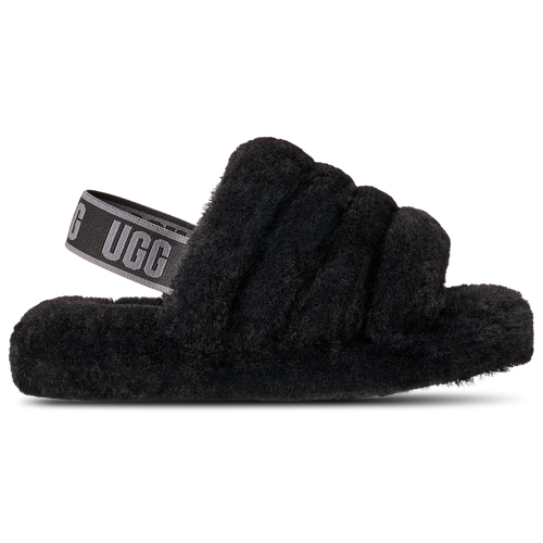 GIRLS - UGG Fluff Yeah Slides - Black/Dark Shadow