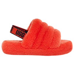 Girls' Grade School - UGG Fluff Yeah Slides - Hazard Orange/Hazard Orange