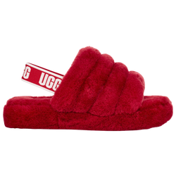 Girls' Preschool - UGG Fluff Yeah Slides - Red/Red