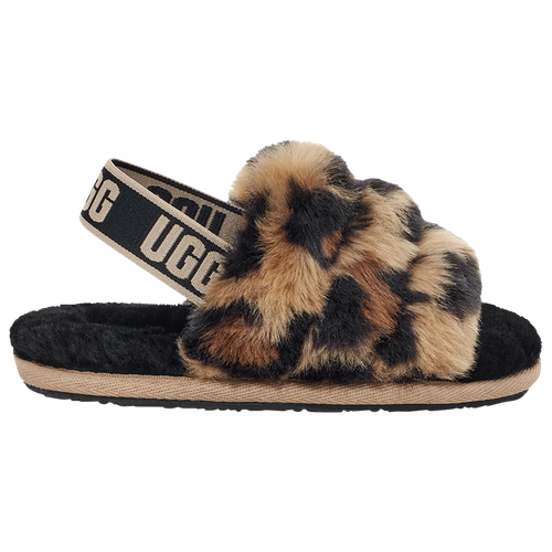 

Girls UGG UGG Fluff Yeah Slides - Girls' Toddler Shoe Black/Leopard Size 10.0