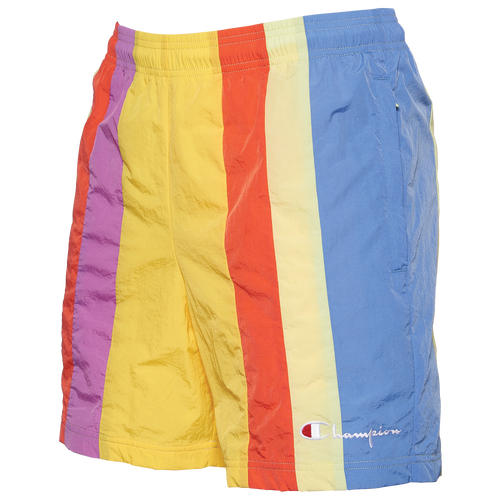 

Champion Mens Champion NYL Stripe Shorts - Mens Yellow/Green/Red Size S