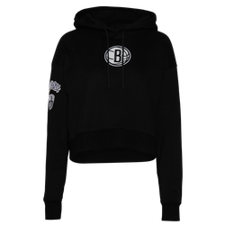 Women's - Pro Standard Nets NBA Fleece Cropped Pullover Hoodie - Black/Black
