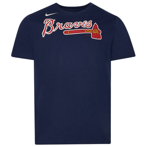 Majestic Mens Ronald Acuna Jr  Braves Name And Number T-shirt In Midnight/red