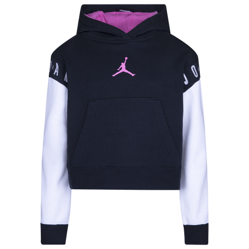 

Jordan Girls Jordan Holiday Shine Glitter Pullover Hoodie - Girls' Grade School Black/Gold Size L