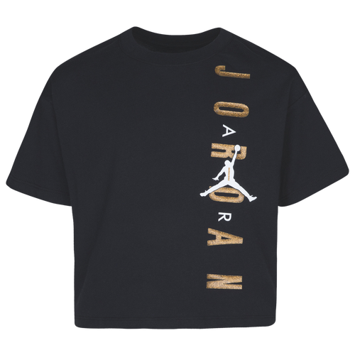 

Jordan Girls Jordan Time To Shine Short Sleeve T-Shirt - Girls' Grade School Black/Gold Size S