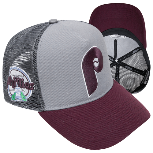 

Pro Standard Mens Pro Standard Phillies Classic Pinch Front Trucker - Mens Gray/Maroon Size One Size