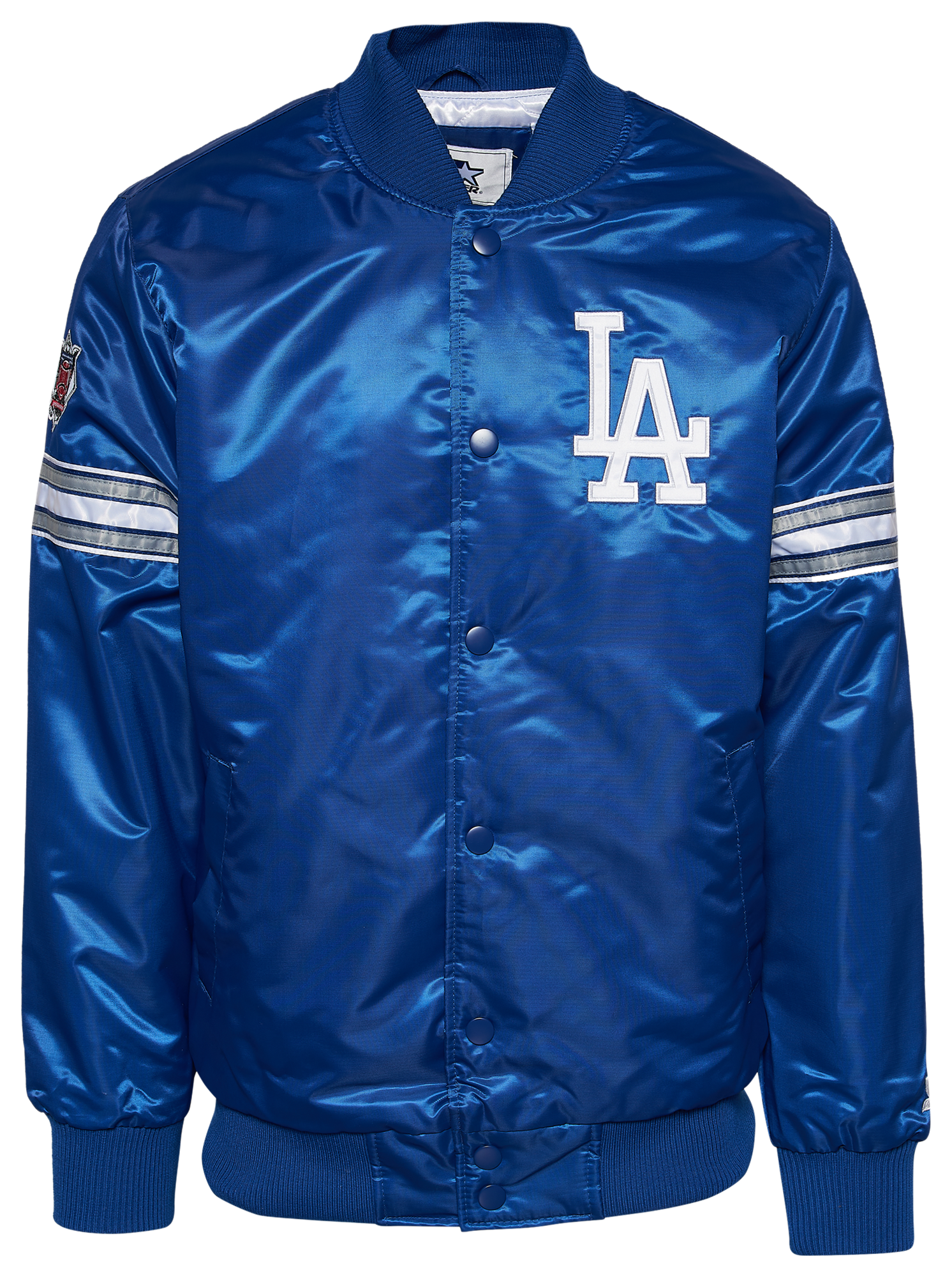 Dodgers Blue Satin Varsity Jacket - Leather Jacketz