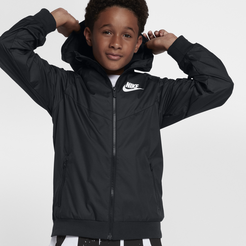 

Boys Nike Nike Windrunner Jacket - Boys' Grade School Black/White Size S