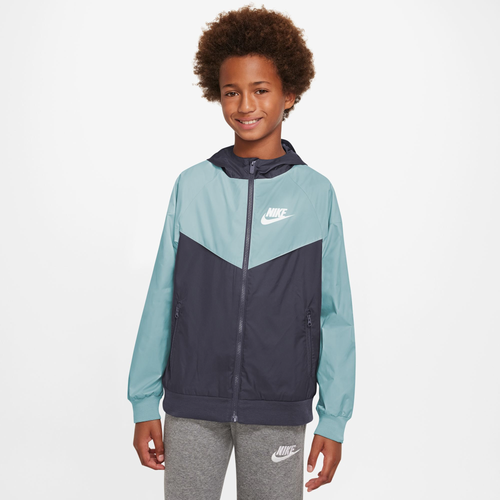 

Boys Nike Nike Windrunner Jacket - Boys' Grade School Blue/Grey Size S